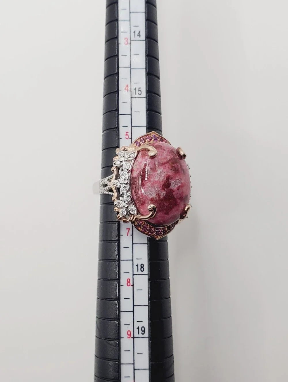Norwegian Thulite Rose Gold - Platinum - 925 Sterling Silver Statement Ring